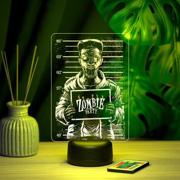 3D светильник  Светильник "Зомби с табличкой"