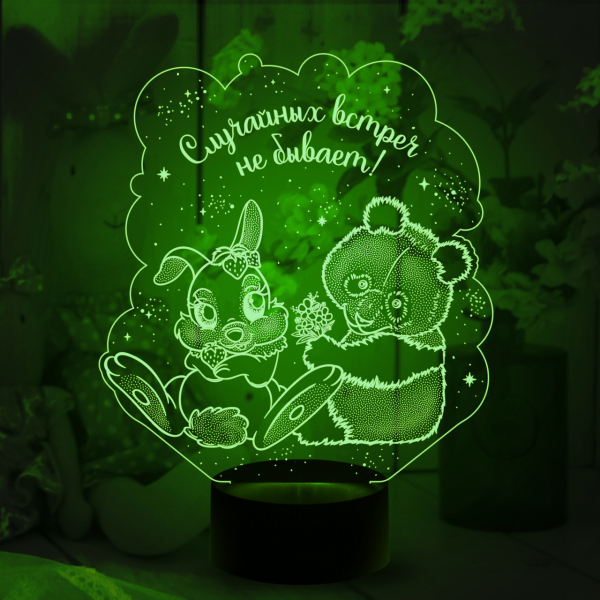 3D светильник  Зайчик и Панда