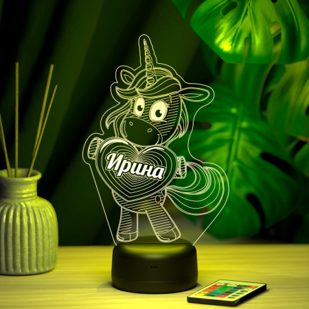 3D светильник  Светильник "Единорог с именем Ирина"