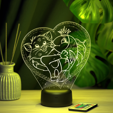 3D светильник  Светильник "Кот и Рыбка"