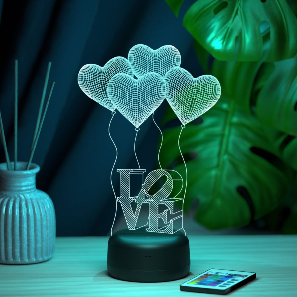 3D светильник  Светильник "Шарики сердечки LOVE"