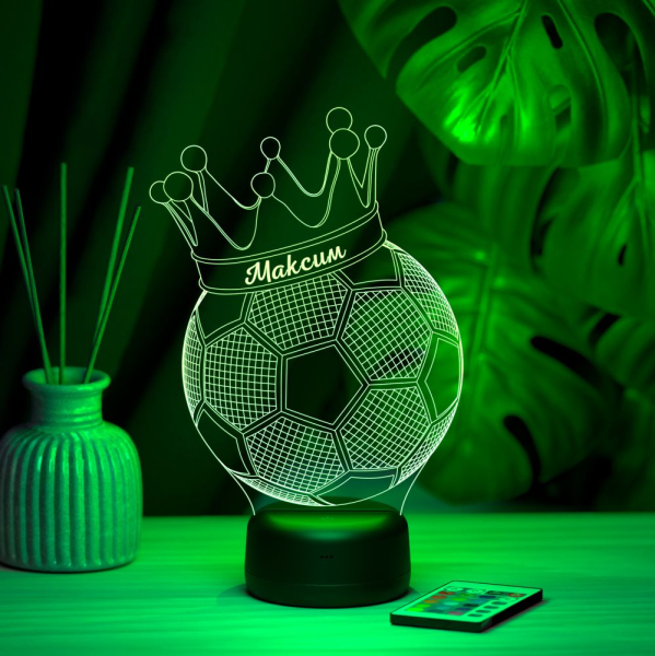 3D светильник  Светильник "Мяч с короной с именем Максим"