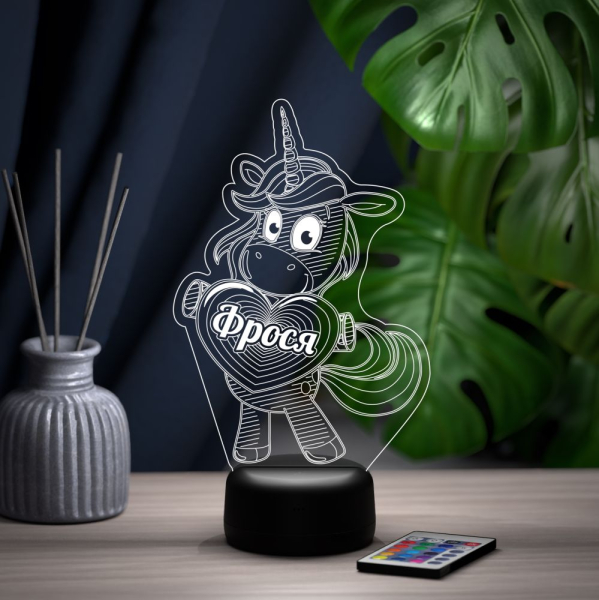 3D светильник  Светильник "Единорог с именем Фрося"