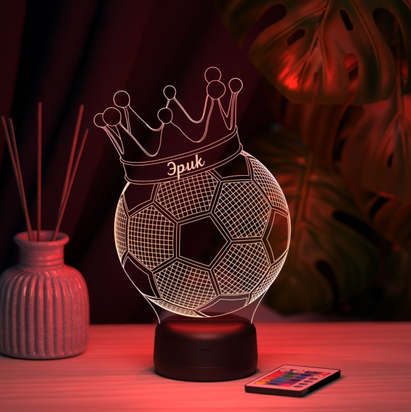 3D светильник  Светильник "Мяч с короной с именем Эрик"