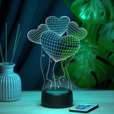 3D светильник  Светильник "Шарики сердечки"