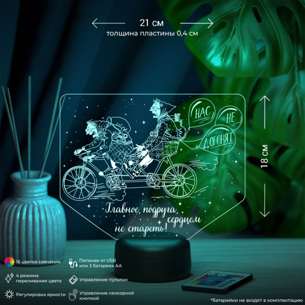 3D светильник  Светильник "Бабки-подружки на велосипеде"