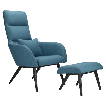 Кресло с подставкой для ног и подушкой berg bridjet, 105х68х58 см, рогожка, серо-голубое