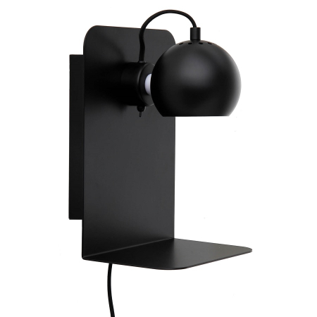 Лампа настенная ball с разъемом usb, черная матовая с черным шнуром