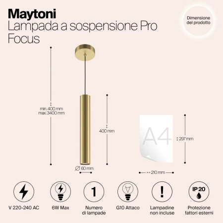 Подвесной светильник Maytoni MOD161PL-01G1