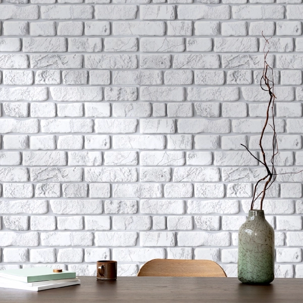 Панель ПВХ 0,4 кирпич Ретро белый