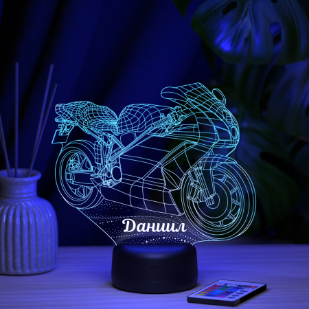 3D светильник  Светильник "Мотобайк с именем Даниил"