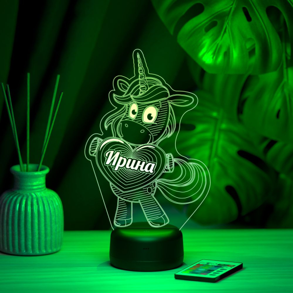 3D светильник  Светильник "Единорог с именем Ирина"