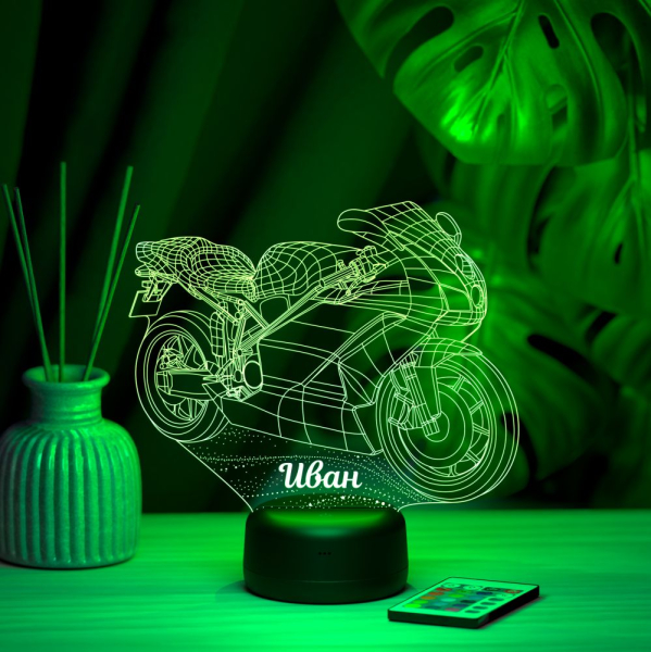 3D светильник  Светильник "Мотобайк с именем Иван"