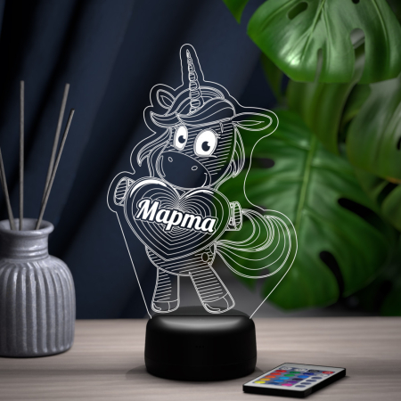 3D светильник  Светильник "Единорог с именем Марта"