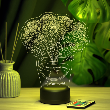 3D светильник  Светильник "Букет хризантем для жены"