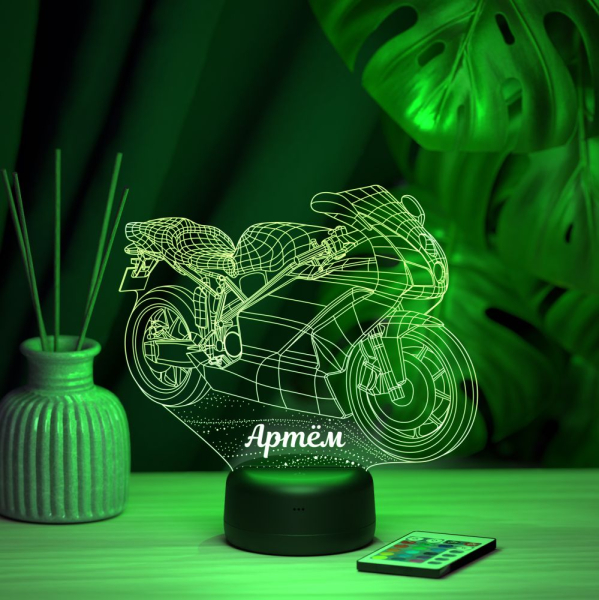 3D светильник  Светильник "Мотобайк с именем Артем"