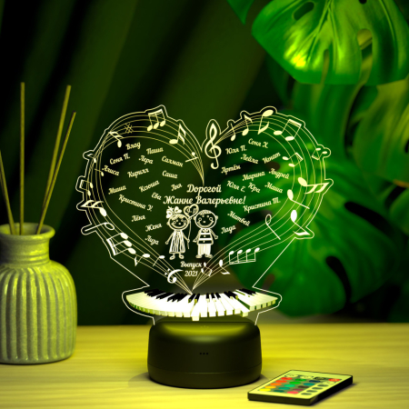 3D светильник  Светильник "Учителю музыки с именами"