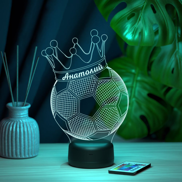 3D светильник  Светильник "Мяч с короной с именем Анатолий"