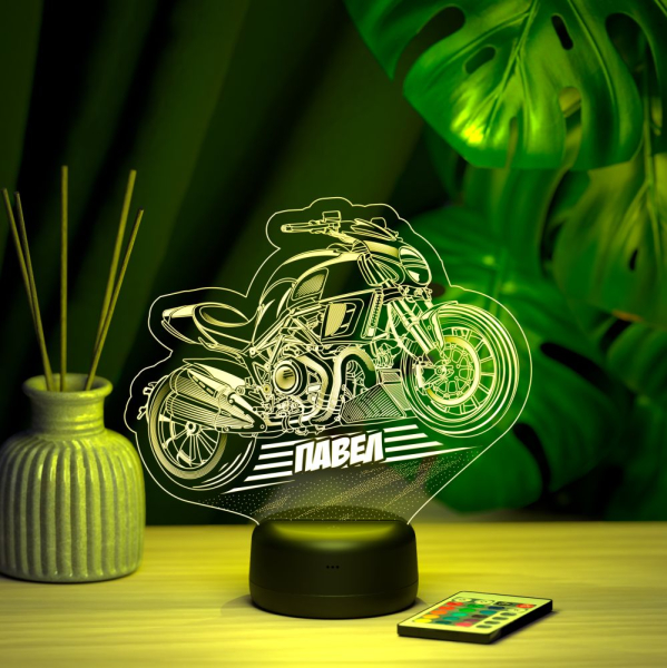 3D светильник  Светильник "Байк с именем Павел"