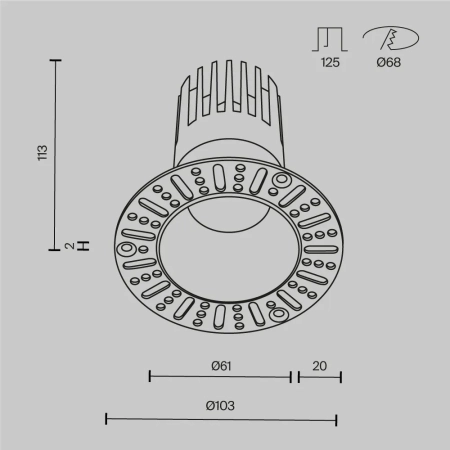Встраиваемый светильник Technical DL122-15W-3K-TRS-B