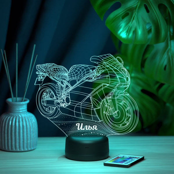 3D светильник  Светильник "Мотобайк с именем Илья"