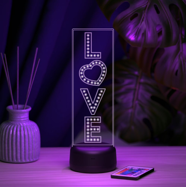 3D светильник  Светильник "Ламповые чувства - Ночник LOVE"