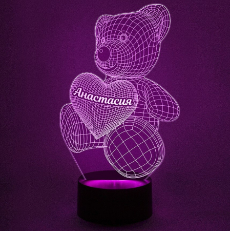 3D светильник  Светильник "Мишка с именем на заказ"