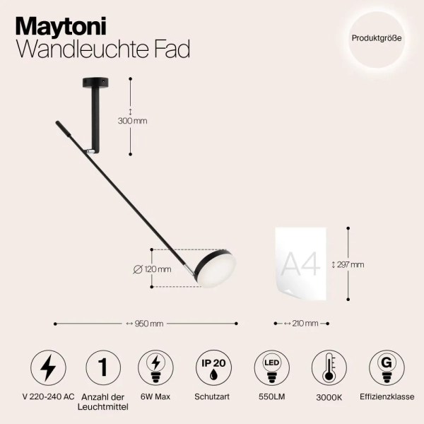 Настенный светильник (бра) Maytoni MOD070WL-L6B3K