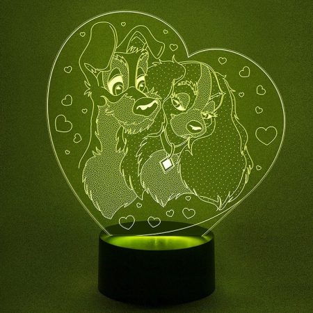 3D светильник  Леди и Бродяга