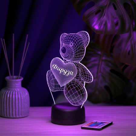 3D светильник  Светильник "Мишка с именем Фируза"