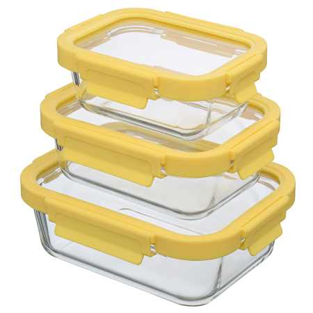 Набор из 3 прямоугольных контейнеров для еды желтый