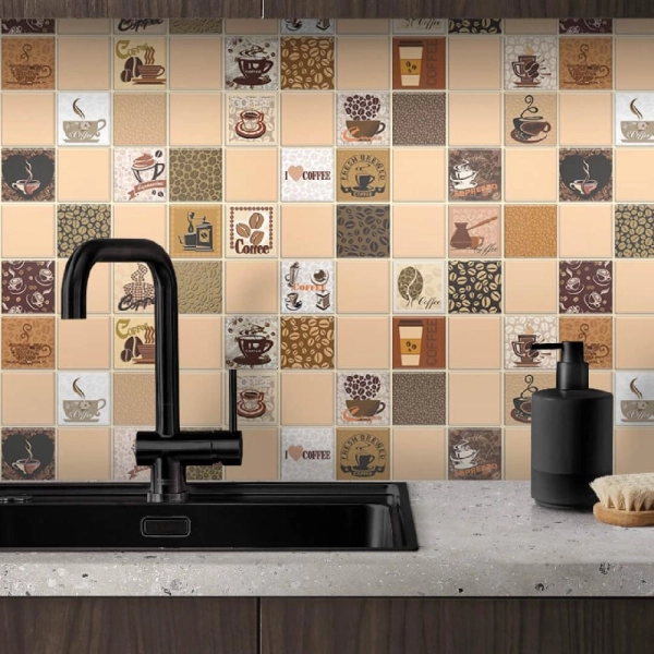 Панель ПВХ 0,4 мозаика Кофе с молоком бежевый