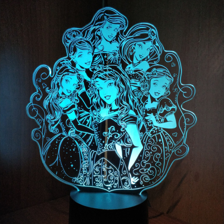 3D светильник  Диснеевские принцессы