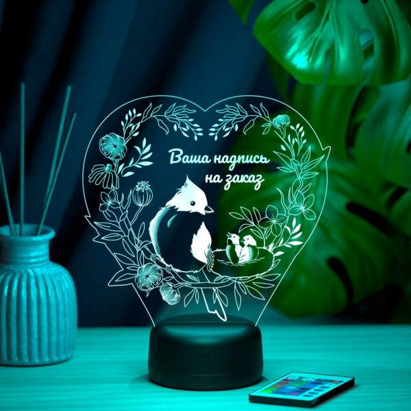 3D светильник  Светильник "Птичка с птенцами"