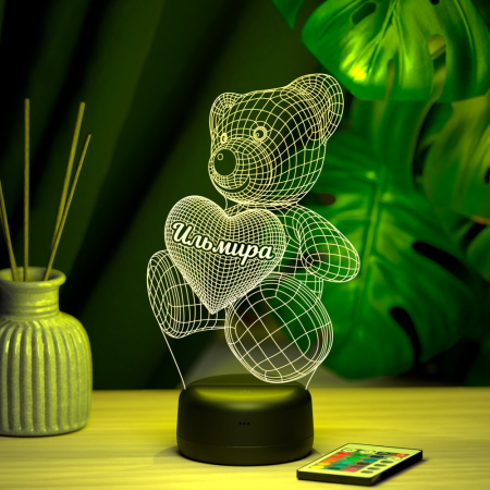 3D светильник  Светильник "Мишка с именем Ильмира"