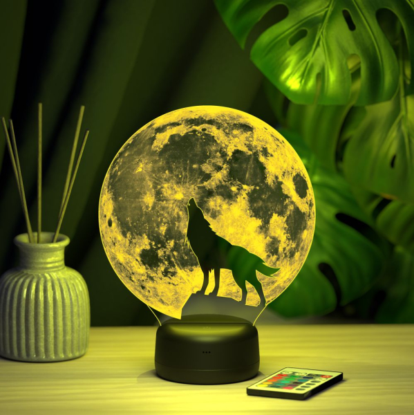 3D светильник  Светильник "Волк воет на луну"