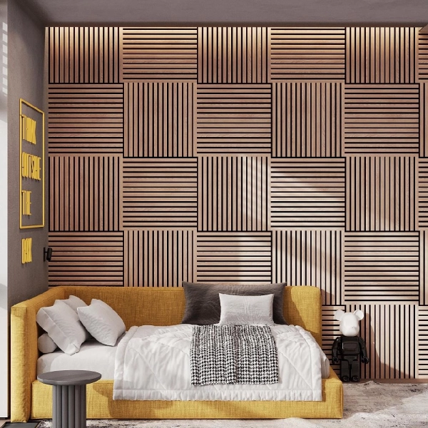 2К Панель Стеновая Акустическая Stella Comfort Light Дуб Снежный 600х600х9 (уп.1шт.)