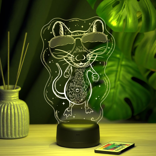 3D светильник  Светильник "Мышонок в очках (мышь)"