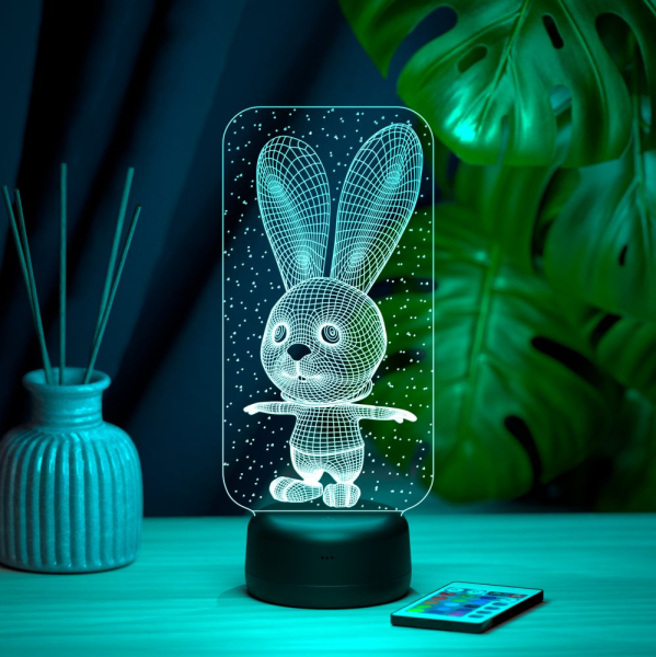 3D светильник  Светильник "Заяц и снежинки"