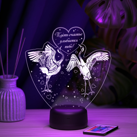 3D светильник  Светильник "Журавли - символ счастья!"