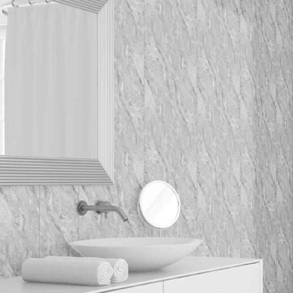 Панель ПВХ Мрамор Сантьяго 672 2,6*0,25 Stella Slim 5мм Light (15)