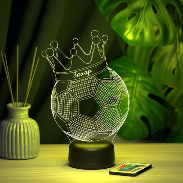 3D светильник  Светильник "Мяч с короной с именем Захар"
