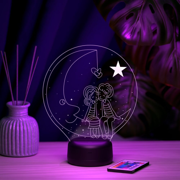 3D светильник  Светильник "Влюбленные на луне"
