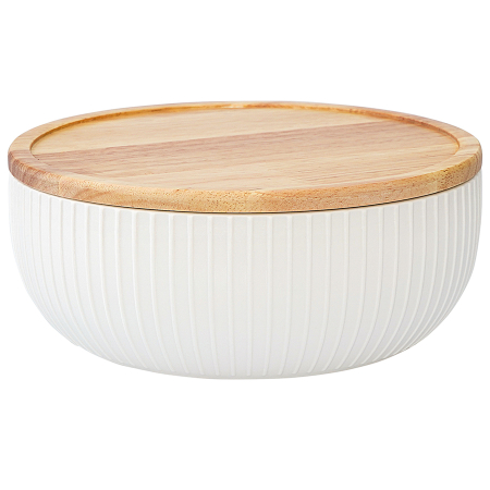 Салатник с бамбуковой крышкой soft ripples, D22 см, белый