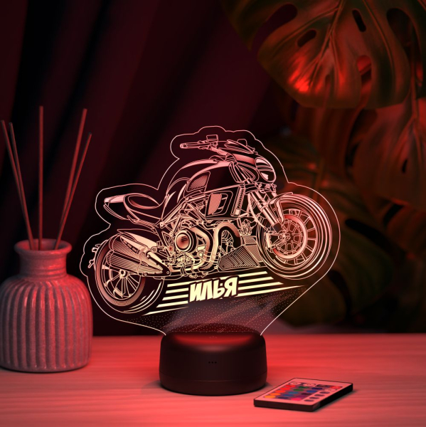 3D светильник  Светильник "Байк с именем Илья"