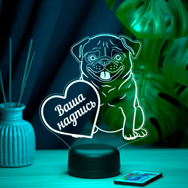 3D светильник  Светильник "Мопсик"