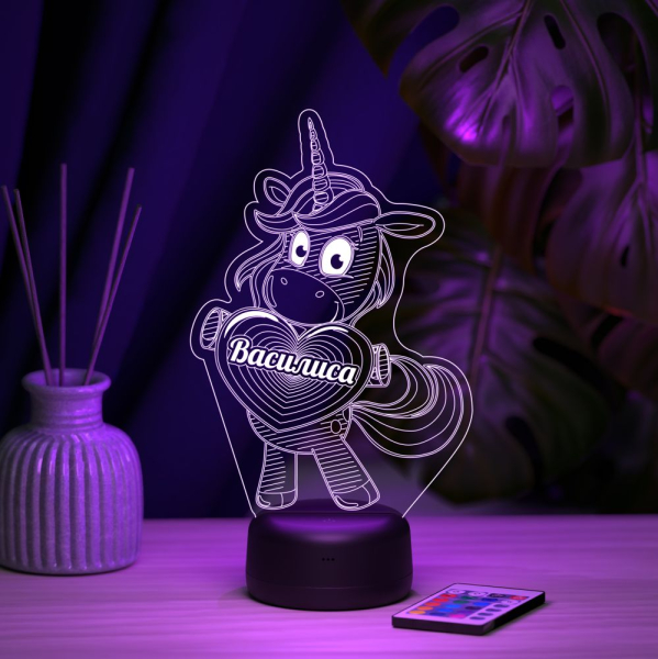 3D светильник  Светильник "Единорог с именем Василиса"