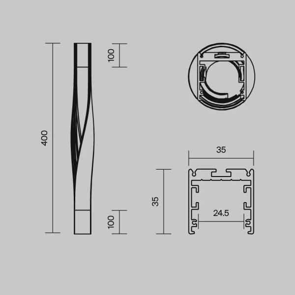 Комплектующие к светодиодной ленте Led Strip ALM-3535R-B-TR-90°-0.4M