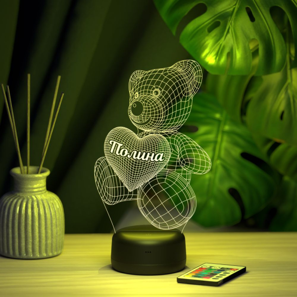 3D светильник  Светильник "Мишка с именем Полина"