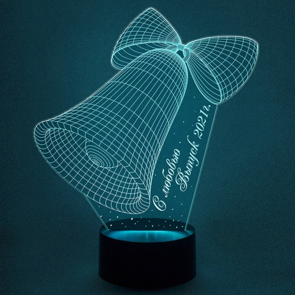 3D светильник  Колокольчик подарок для учителя